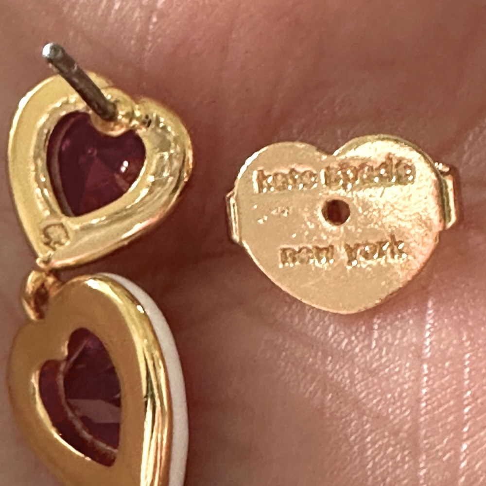 Kate spade double drop red hearts ❤️ earrings - Picture 6 of 7